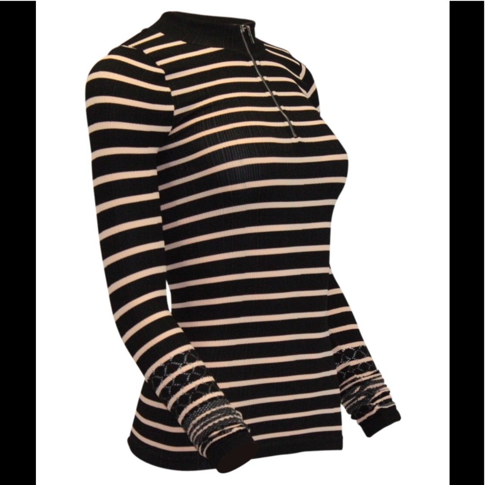 Free People Movement Slay Striped Half-Zip Top - Picture 3 of 5